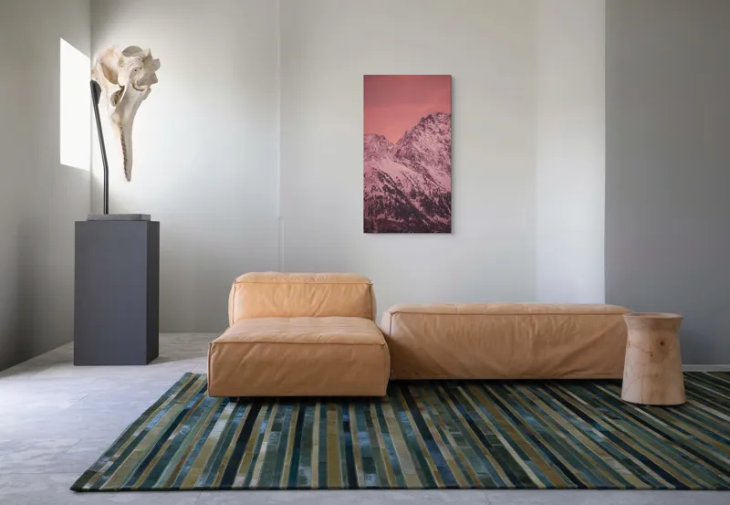 Tablou Canvas, "Tainicul amurg al munților înzăpeziți", Montană, Zăpadă, Creste, Cer, Roz, Apus, Imagine, Frumusețe, Liniște, Peisaj, 50 x 90 cm – poza 5
