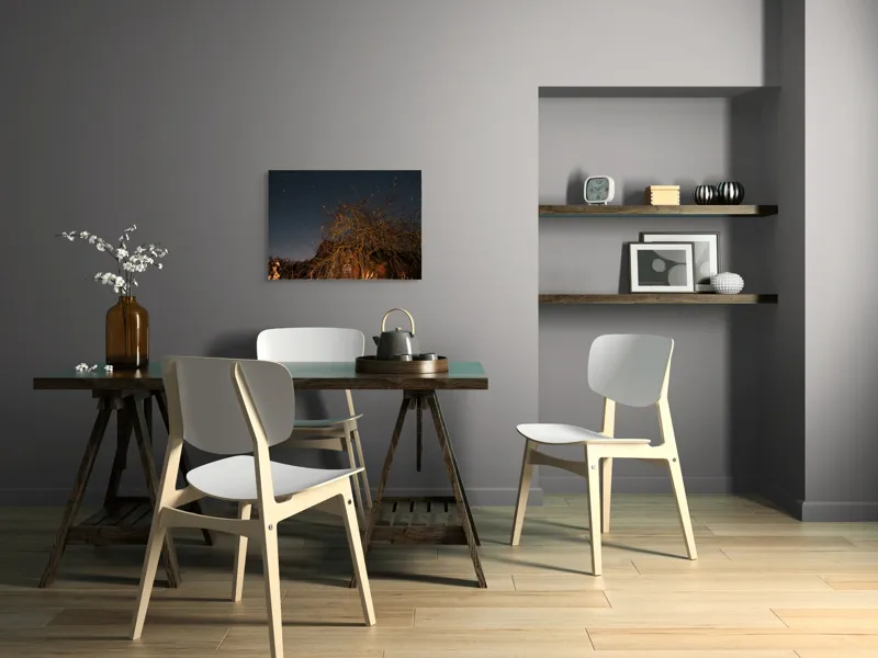 Tablou Canvas, "Stele deasupra unui copac uscat", Cer, Stele, Copac, Noapte, Clădire, Rămășițe, Tăcere, Mister, Natură, Frumusețe, 70 x 50 cm – poza 5