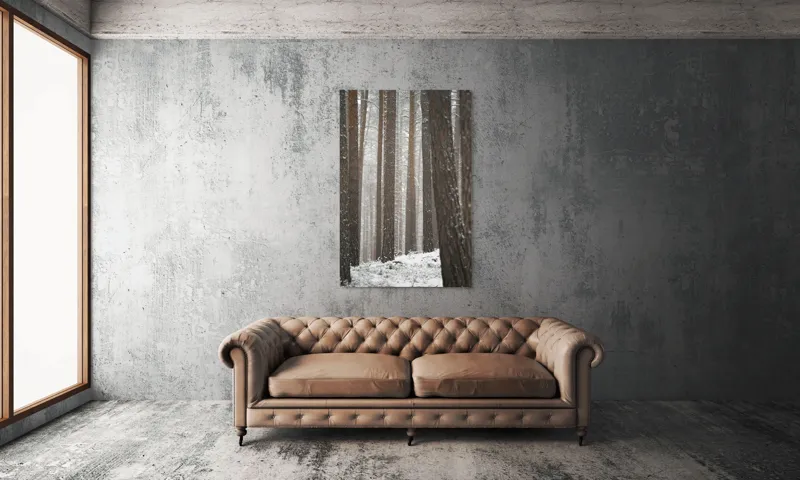 Tablou Canvas, "Visul unei păduri de iarnă", Copaci, Zapada, Trunchiuri, Padure, Iarna, Liniste, Natură, 100 x 150 cm – poza 6