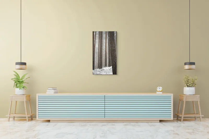 Tablou Canvas, "Visul unei păduri de iarnă", Copaci, Zapada, Trunchiuri, Padure, Iarna, Liniste, Natură, 50 x 90 cm – poza 6