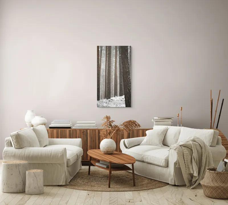Tablou Canvas, "Visul unei păduri de iarnă", Copaci, Zapada, Trunchiuri, Padure, Iarna, Liniste, Natură, 50 x 90 cm – poza 7