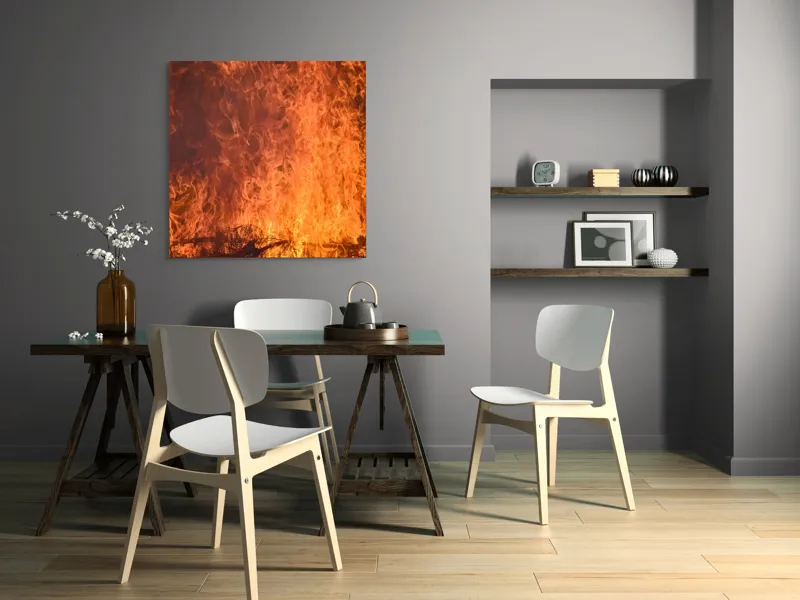 Tablou Canvas, "Focul în dansul etern al flăcărilor", Foc, Flăcări, Căldură, Intensitate, Ardere, Strălucire, Energie, 100 x 100 cm – poza 6