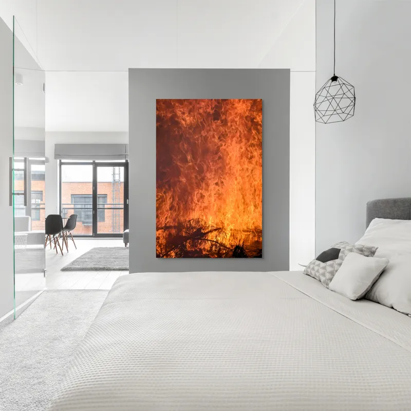 Tablou Canvas, "Focul în dansul etern al flăcărilor", Foc, Flăcări, Căldură, Intensitate, Ardere, Strălucire, Energie, 100 x 150 cm – poza 5