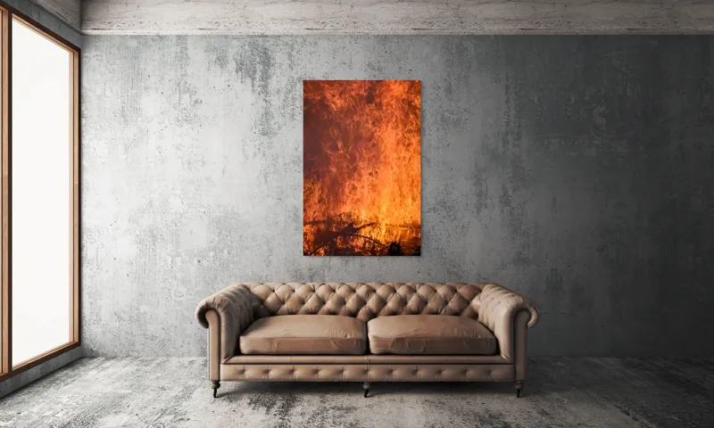 Tablou Canvas, "Focul în dansul etern al flăcărilor", Foc, Flăcări, Căldură, Intensitate, Ardere, Strălucire, Energie, 100 x 150 cm – poza 6