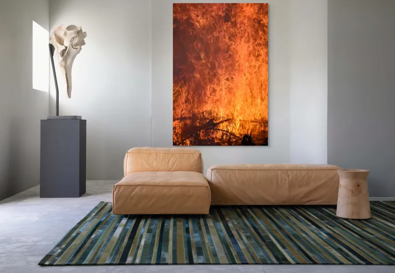 Tablou Canvas, "Focul în dansul etern al flăcărilor", Foc, Flăcări, Căldură, Intensitate, Ardere, Strălucire, Energie, 100 x 150 cm – poza 7