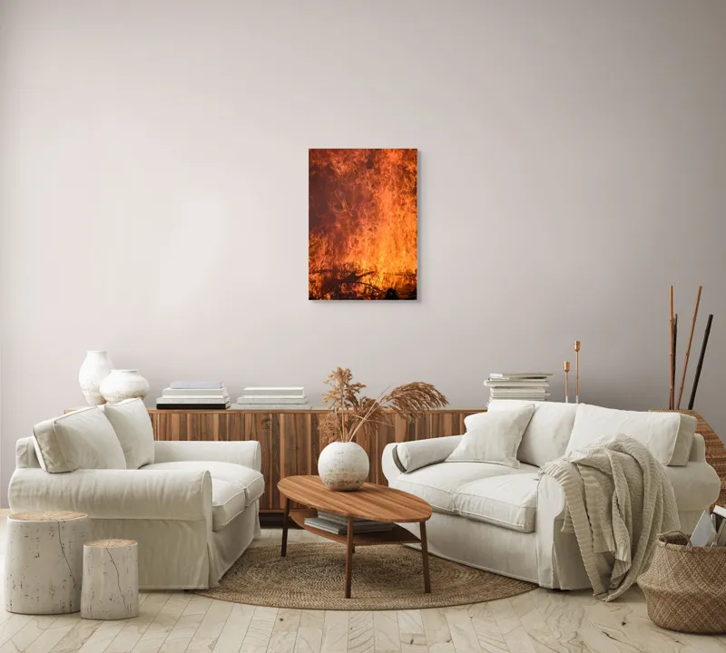Tablou Canvas, "Focul în dansul etern al flăcărilor", Foc, Flăcări, Căldură, Intensitate, Ardere, Strălucire, Energie, 50 x 70 cm – poza 4