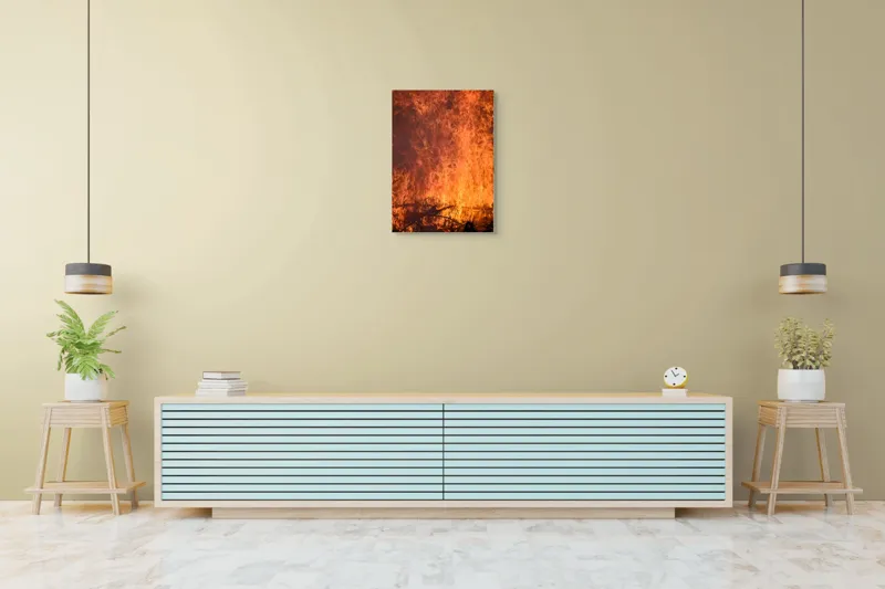 Tablou Canvas, "Focul în dansul etern al flăcărilor", Foc, Flăcări, Căldură, Intensitate, Ardere, Strălucire, Energie, 50 x 70 cm – poza 6