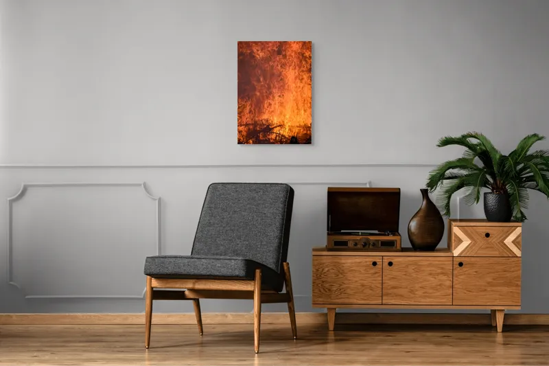 Tablou Canvas, "Focul în dansul etern al flăcărilor", Foc, Flăcări, Căldură, Intensitate, Ardere, Strălucire, Energie, 50 x 70 cm – poza 8