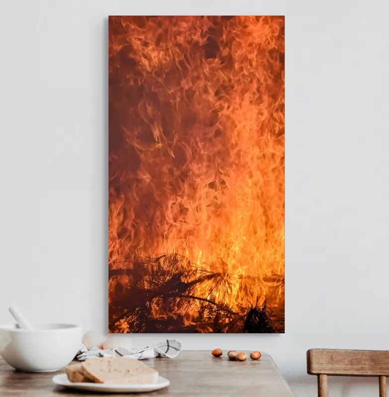 Tablou Canvas, "Focul în dansul etern al flăcărilor", Foc, Flăcări, Căldură, Intensitate, Ardere, Strălucire, Energie, 50 x 90 cm – poza 3