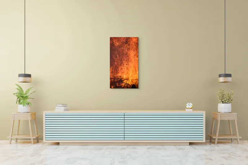 Tablou Canvas, "Focul în dansul etern al flăcărilor", Foc, Flăcări, Căldură, Intensitate, Ardere, Strălucire, Energie, 50 x 90 cm – poza 6