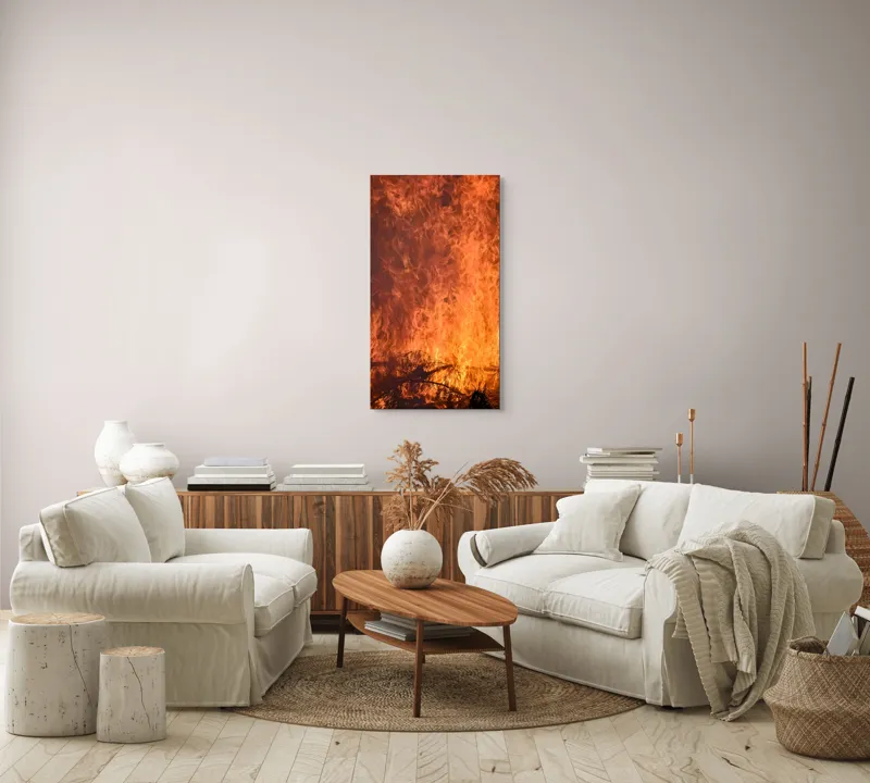 Tablou Canvas, "Focul în dansul etern al flăcărilor", Foc, Flăcări, Căldură, Intensitate, Ardere, Strălucire, Energie, 50 x 90 cm – poza 7