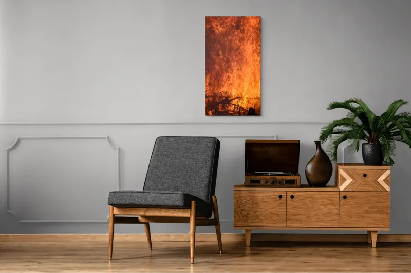 Tablou Canvas, "Focul în dansul etern al flăcărilor", Foc, Flăcări, Căldură, Intensitate, Ardere, Strălucire, Energie, 50 x 90 cm – poza 8