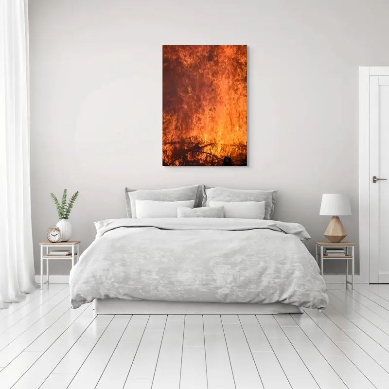 Tablou Canvas, "Focul în dansul etern al flăcărilor", Foc, Flăcări, Căldură, Intensitate, Ardere, Strălucire, Energie, 70 x 100 cm – poza 3