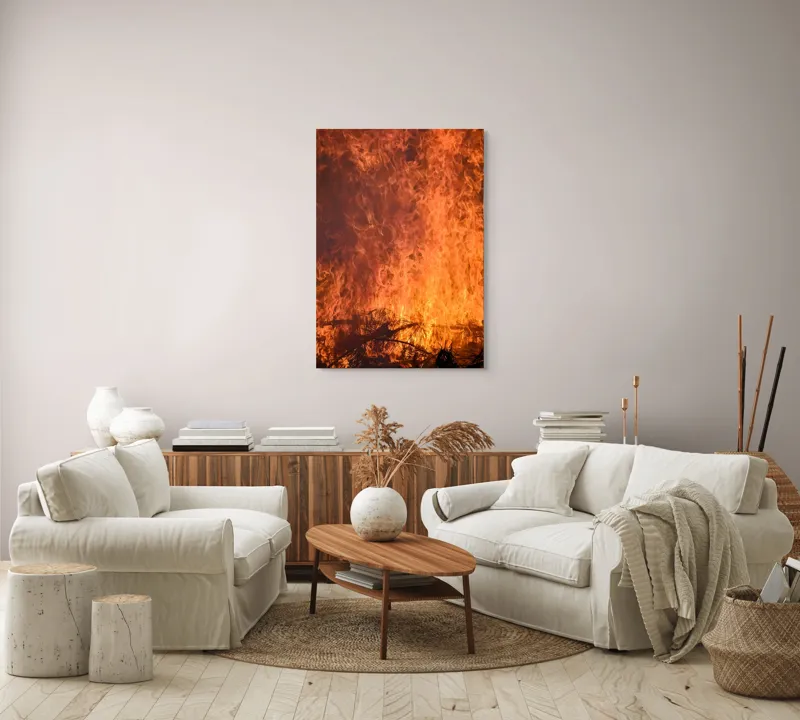 Tablou Canvas, "Focul în dansul etern al flăcărilor", Foc, Flăcări, Căldură, Intensitate, Ardere, Strălucire, Energie, 70 x 100 cm – poza 4