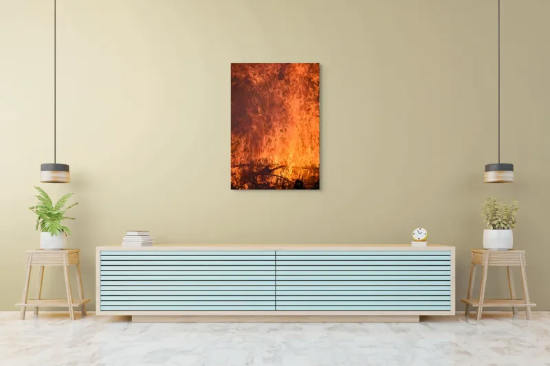 Tablou Canvas, "Focul în dansul etern al flăcărilor", Foc, Flăcări, Căldură, Intensitate, Ardere, Strălucire, Energie, 70 x 100 cm – poza 5