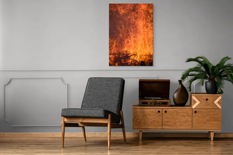 Tablou Canvas, "Focul în dansul etern al flăcărilor", Foc, Flăcări, Căldură, Intensitate, Ardere, Strălucire, Energie, 70 x 100 cm – poza 6