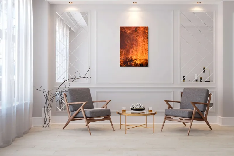 Tablou Canvas, "Focul în dansul etern al flăcărilor", Foc, Flăcări, Căldură, Intensitate, Ardere, Strălucire, Energie, 70 x 100 cm – poza 8