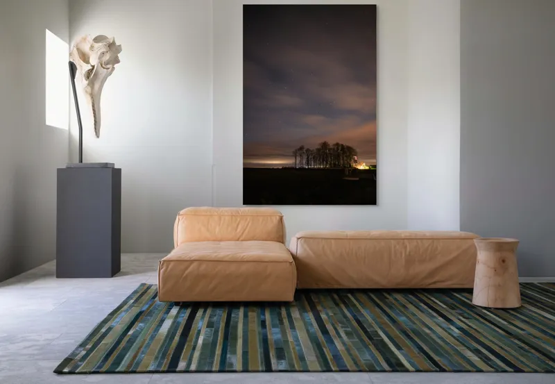 Tablou Canvas, "Cerul înstelat peste pădurea tăcută", Stele, Nori, Copaci, Cer, Noapte, Orizont, Lumină, Natură, Siluetă, Frumusețe, 100 x 150 cm – poza 7