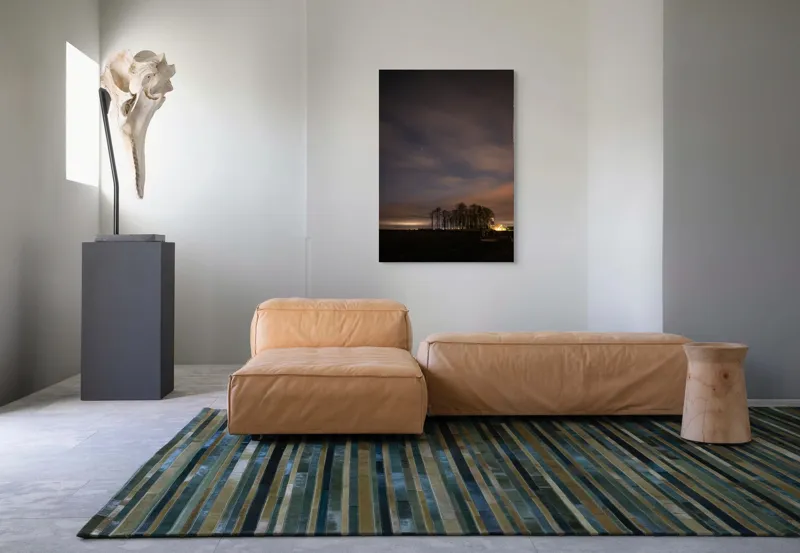 Tablou Canvas, "Cerul înstelat peste pădurea tăcută", Stele, Nori, Copaci, Cer, Noapte, Orizont, Lumină, Natură, Siluetă, Frumusețe, 70 x 100 cm – poza 7