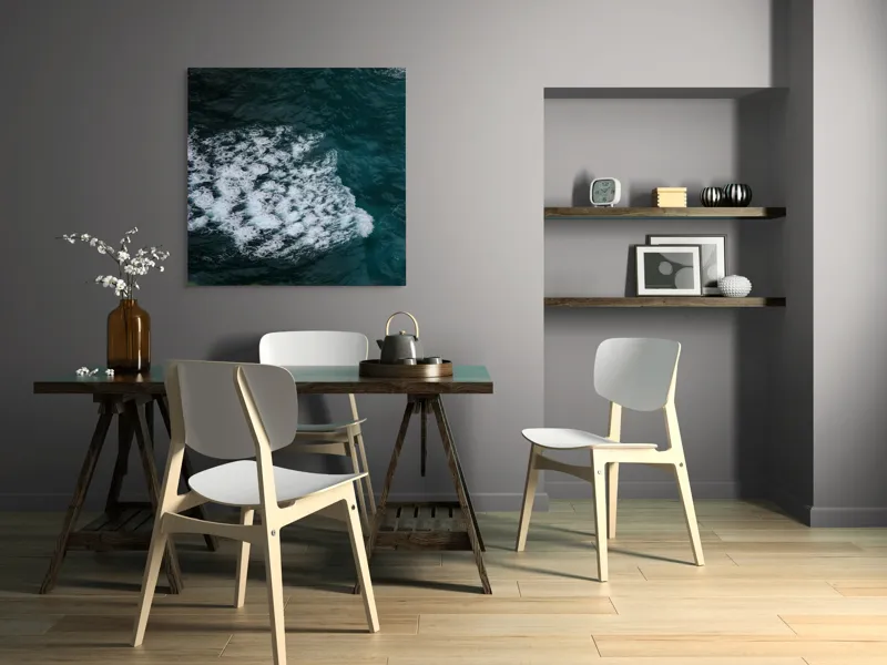 Tablou Canvas, "Valuri spumoase în largul mării", Ocean, Valuri, Spumă, Albastru, Natură, Energic, Dinamic, Apă, Profund., 100 x 100 cm – poza 6