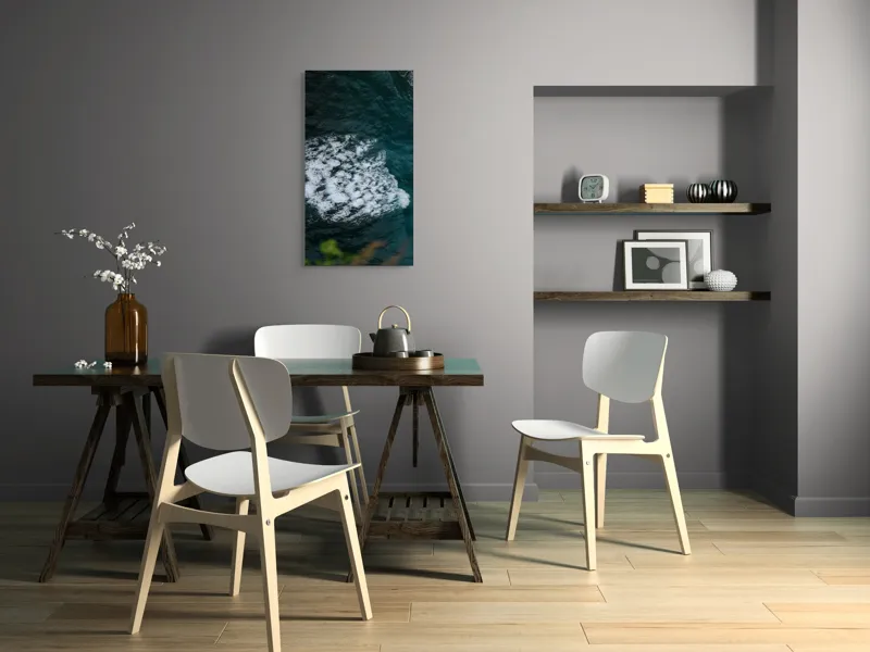 Tablou Canvas, "Valuri spumoase în largul mării", Ocean, Valuri, Spumă, Albastru, Natură, Energic, Dinamic, Apă, Profund., 50 x 90 cm – poza 4
