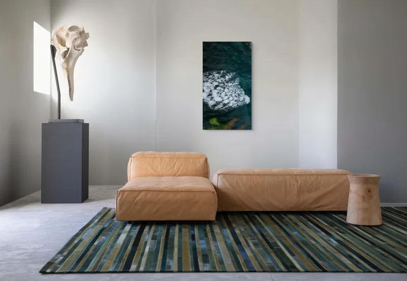 Tablou Canvas, "Valuri spumoase în largul mării", Ocean, Valuri, Spumă, Albastru, Natură, Energic, Dinamic, Apă, Profund., 50 x 90 cm – poza 5