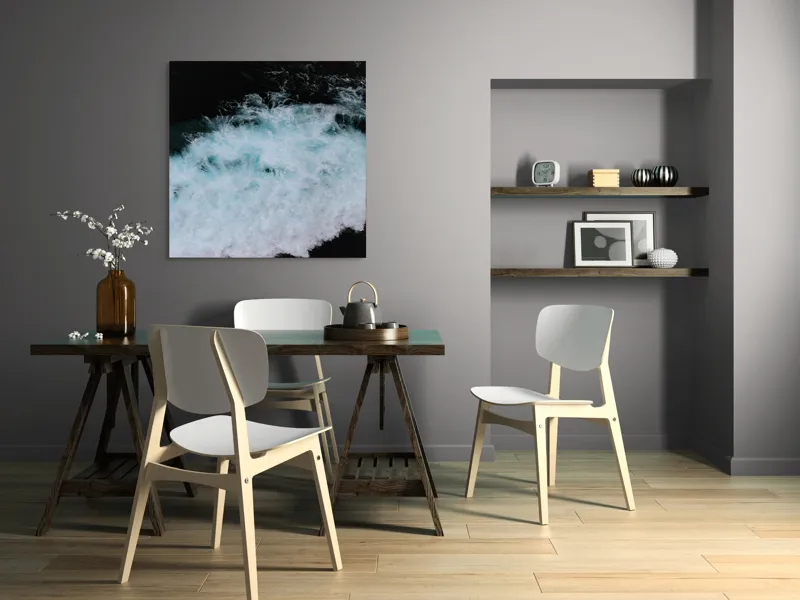 Tablou Canvas, "Vâltoarea albastră a oceanului misterios", Vijelie, Spumă, Ocean, Albastru, Mișcare, Natură, Energie, Vitejie, Valuri, Intenție, 100 x 100 cm – poza 6