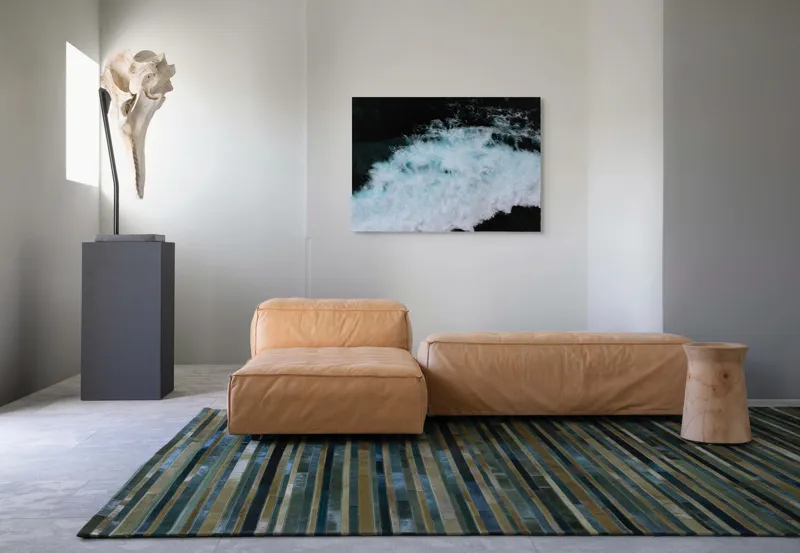 Tablou Canvas, "Vâltoarea albastră a oceanului misterios", Vijelie, Spumă, Ocean, Albastru, Mișcare, Natură, Energie, Vitejie, Valuri, Intenție, 100 x 70 cm – poza 7