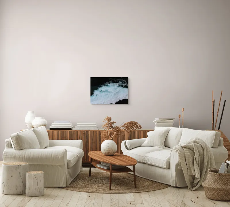 Tablou Canvas, "Vâltoarea albastră a oceanului misterios", Vijelie, Spumă, Ocean, Albastru, Mișcare, Natură, Energie, Vitejie, Valuri, Intenție, 54 x 39 cm – poza 5