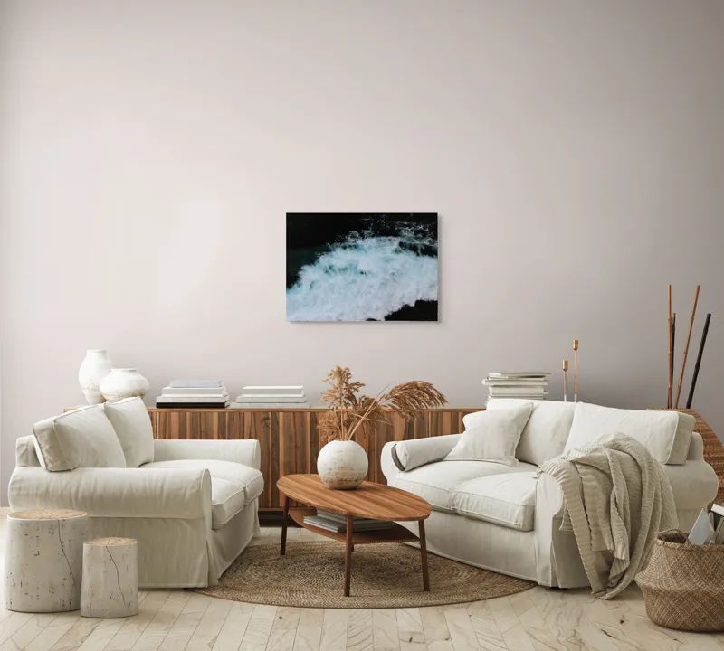 Tablou Canvas, "Vâltoarea albastră a oceanului misterios", Vijelie, Spumă, Ocean, Albastru, Mișcare, Natură, Energie, Vitejie, Valuri, Intenție, 70 x 50 cm – poza 6