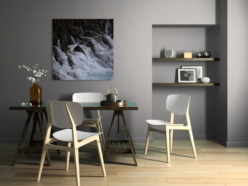 Tablou Canvas, "Cascada înspumată peste stânci abrupte", Cascadă, Piatră, Spumă, Apă, Natură, Forță, Curgere, Impact, Zgomot, Energie, 100 x 100 cm – poza 6
