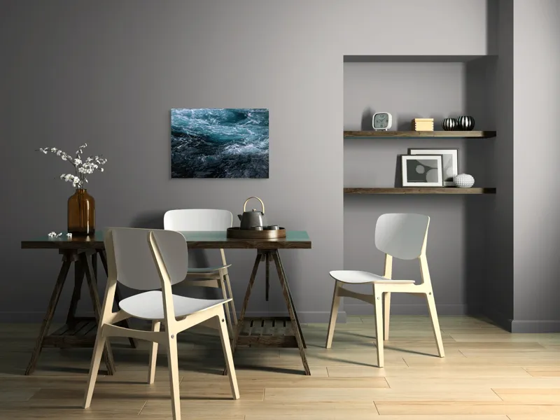 Tablou Canvas, "Valuri spumoase în întuneric marin", Vârtej, Apă, Albastru, Valuri, Spumă, Mișcare, Profund, Ocean, Energie, 70 x 50 cm – poza 5