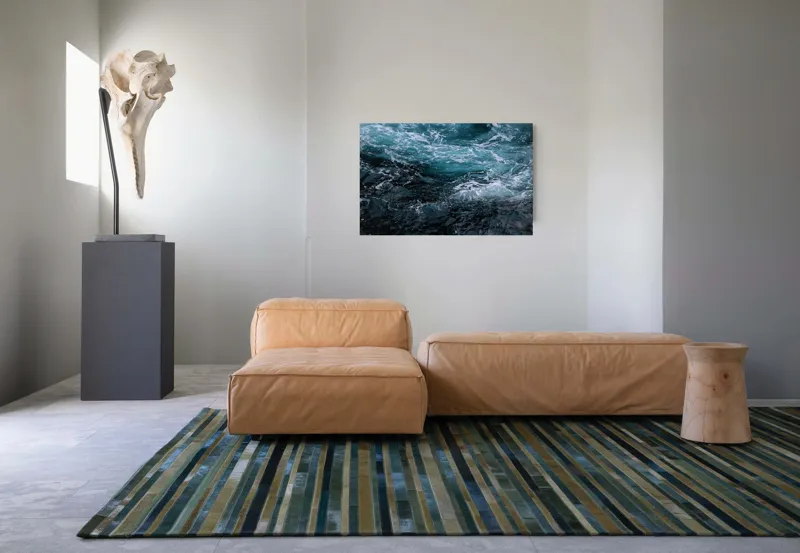 Tablou Canvas, "Valuri spumoase în întuneric marin", Vârtej, Apă, Albastru, Valuri, Spumă, Mișcare, Profund, Ocean, Energie, 90 x 50 cm – poza 8