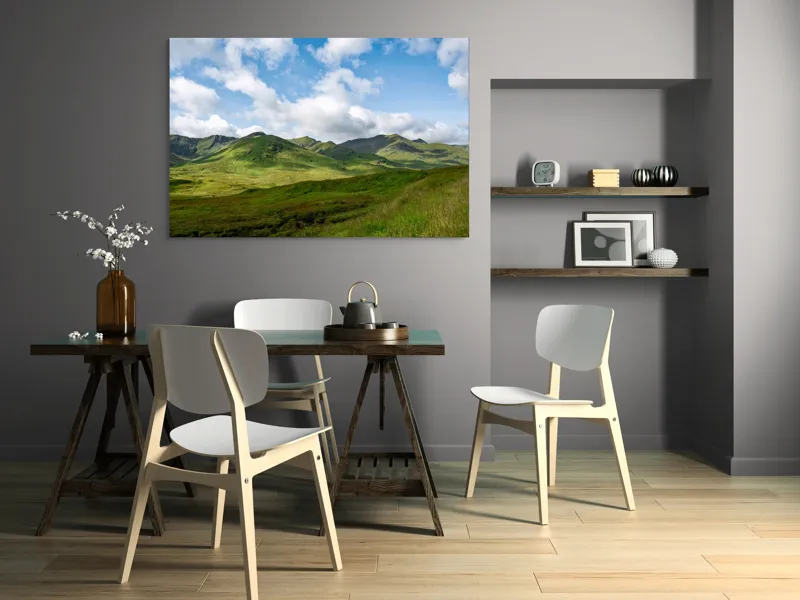 Tablou Canvas, "Văile verzi sub cer albastru", Nori, Munți, Verdeață, Cer, Natură, Peisaj, Frumusețe, Seninătate., 150 x 100 cm – poza 5