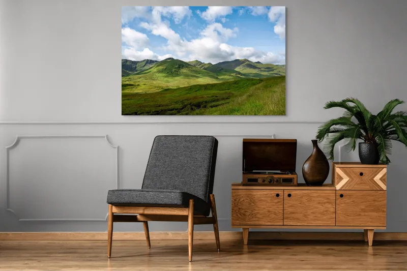 Tablou Canvas, "Văile verzi sub cer albastru", Nori, Munți, Verdeață, Cer, Natură, Peisaj, Frumusețe, Seninătate., 150 x 100 cm – poza 8