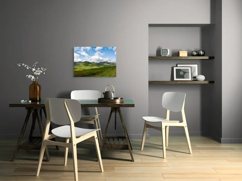 Tablou Canvas, "Văile verzi sub cer albastru", Nori, Munți, Verdeață, Cer, Natură, Peisaj, Frumusețe, Seninătate., 70 x 50 cm – poza 5