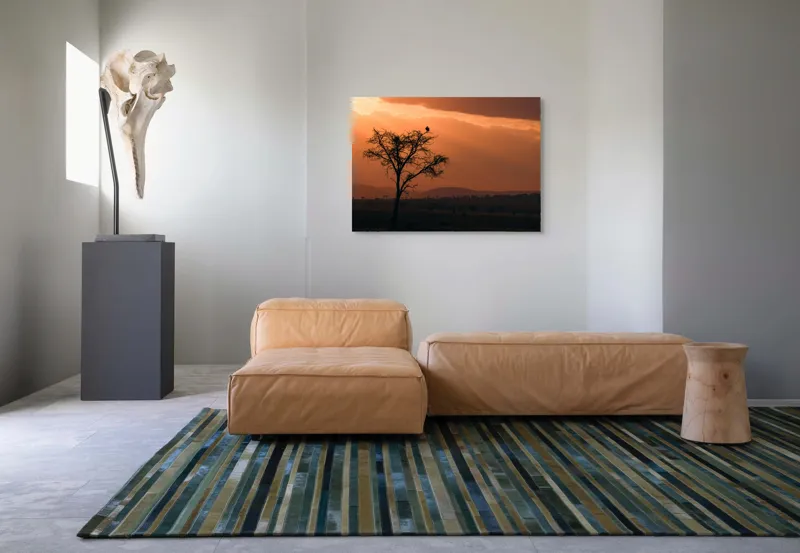 Tablou Canvas, "Un vultur la apus în savană", Apus, Copac, Pasăre, Siluetă, Serengeti, Cer, Peisaj, Natură, Culoare, Lumină, 100 x 70 cm – poza 7