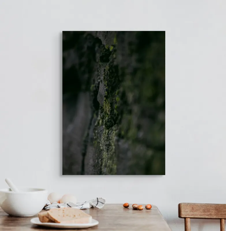 Tablou Canvas, "Texturi naturale acoperite de mușchi verzi", Întunecat, Texturat, Muschi, Misterios, Umbros, 50 x 70 cm – poza 3