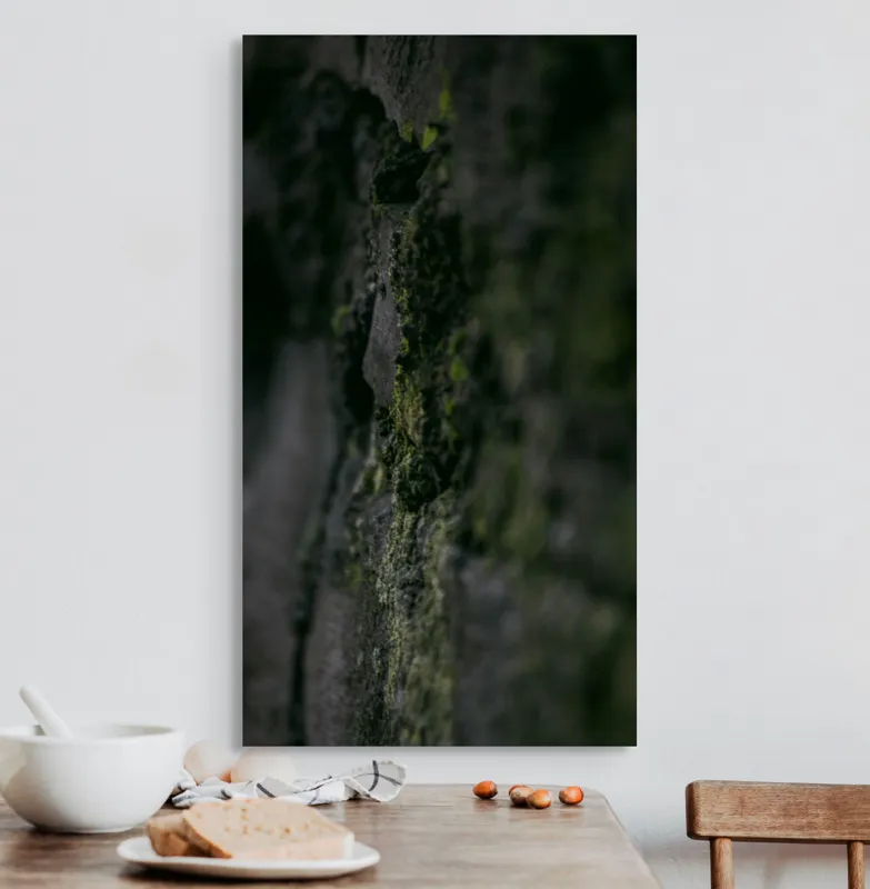 Tablou Canvas, "Texturi naturale acoperite de mușchi verzi", Întunecat, Texturat, Muschi, Misterios, Umbros, 50 x 90 cm – poza 3