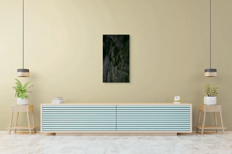 Tablou Canvas, "Texturi naturale acoperite de mușchi verzi", Întunecat, Texturat, Muschi, Misterios, Umbros, 50 x 90 cm – poza 6