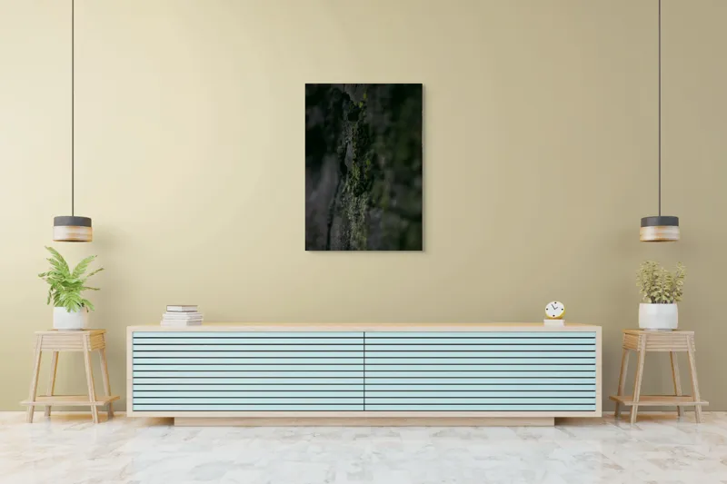 Tablou Canvas, "Texturi naturale acoperite de mușchi verzi", Întunecat, Texturat, Muschi, Misterios, Umbros, 70 x 100 cm – poza 5
