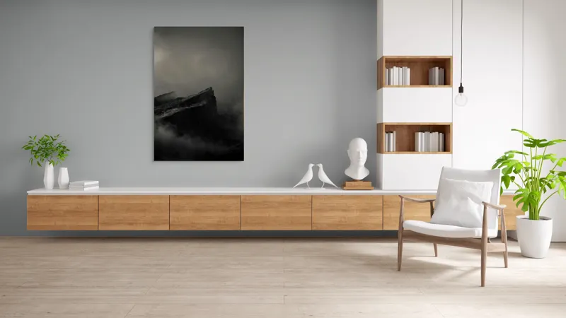 Tablou Canvas, "Misterele Munților Încețoșați Ai Nopții", Cetate, Negură, Mister, Sumbre, Vârf, Dramatic, Înălțime, Roci, Pătrunzător, Frig., 100 x 150 cm – poza 8