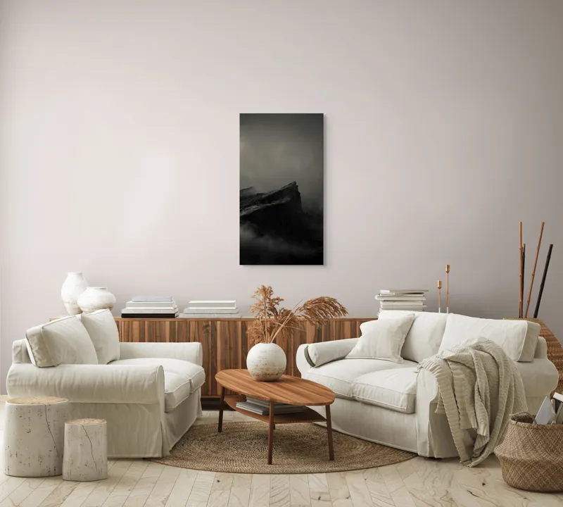 Tablou Canvas, "Misterele Munților Încețoșați Ai Nopții", Cetate, Negură, Mister, Sumbre, Vârf, Dramatic, Înălțime, Roci, Pătrunzător, Frig., 50 x 90 cm – poza 7