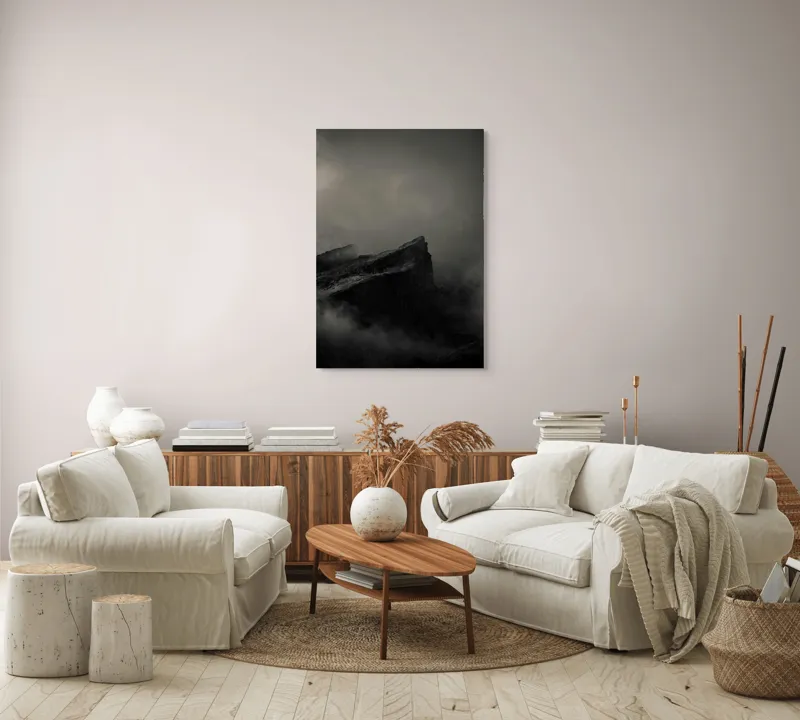 Tablou Canvas, "Misterele Munților Încețoșați Ai Nopții", Cetate, Negură, Mister, Sumbre, Vârf, Dramatic, Înălțime, Roci, Pătrunzător, Frig., 70 x 100 cm – poza 4
