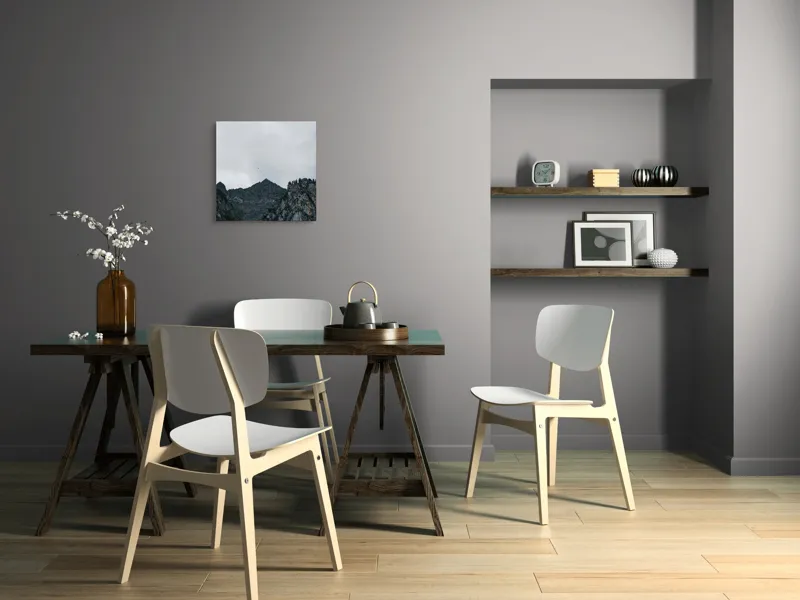 Tablou Canvas, "Zborul păsărilor deasupra munților stâncoși", Norii, Vârfuri, Pădure, Stânci, Păsări, Cer, Peisaj, 50 x 50 cm – poza 8