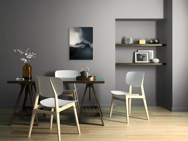 Tablou Canvas, "Vârful stâncos în ceață misterioasă", Nor, Munți, Ceață, Noapte, Mister, Vârf, Zăpadă, Înălțime, Întunecat, Lumină, 50 x 70 cm – poza 5
