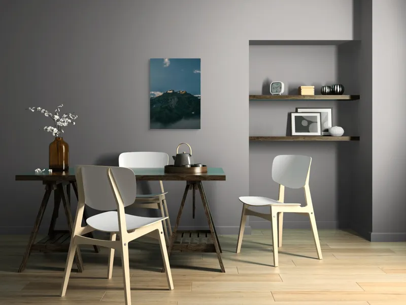 Tablou Canvas, "Lumina dimineții pe vârful muntelui", Munte, Nor, Apus, Raze, Piatra, Cer, Umbra, Lumină, 50 x 70 cm – poza 5