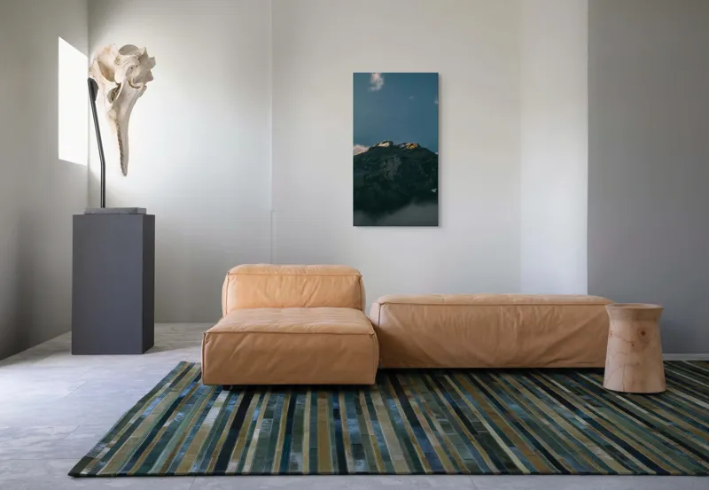 Tablou Canvas, "Lumina dimineții pe vârful muntelui", Munte, Nor, Apus, Raze, Piatra, Cer, Umbra, Lumină, 50 x 90 cm – poza 5
