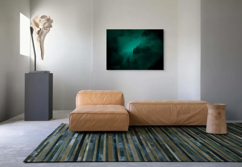 Tablou Canvas, "Muntele învăluit în ceață misterioasă", Abis, Ceață, Mister, Munte, Siluetă, Veridicitate, Umbre., 100 x 70 cm – poza 7