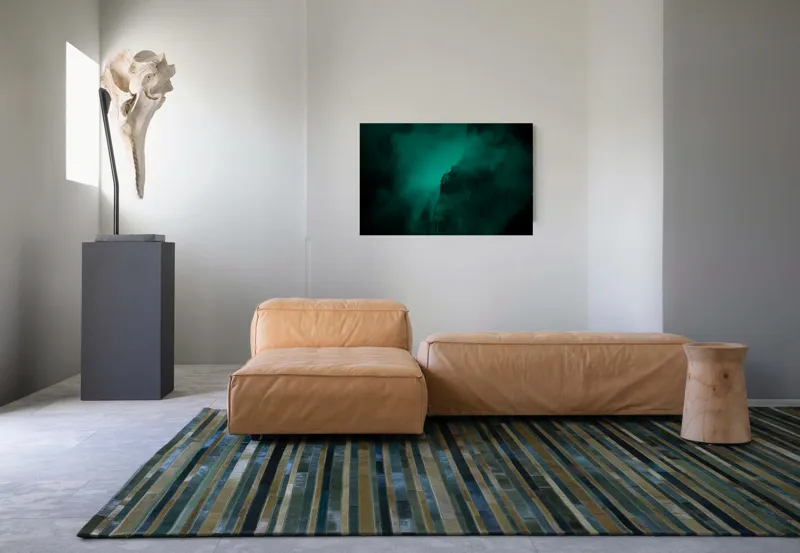 Tablou Canvas, "Muntele învăluit în ceață misterioasă", Abis, Ceață, Mister, Munte, Siluetă, Veridicitate, Umbre., 90 x 50 cm – poza 8